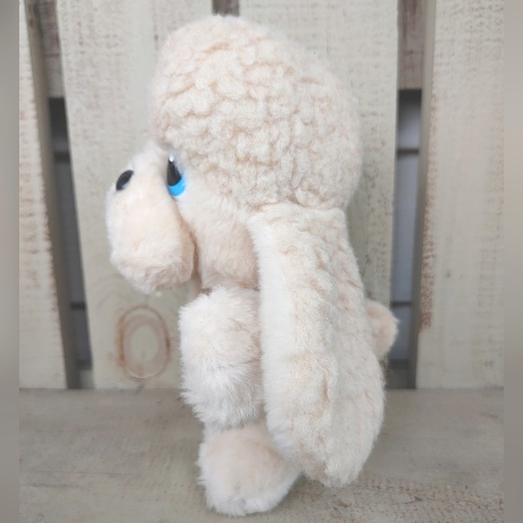 Vintage 1985 Marchon Cream Plush Poodle Puppy 9" Soft Toy Blue Eyes Floppy Ears - Picture 8 of 12